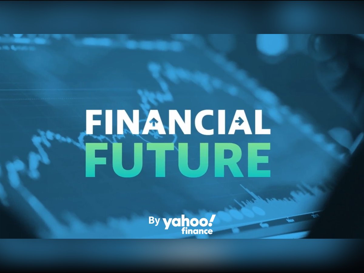 Title card from the Yahoo Finance segment Financial Future, over a stock chart